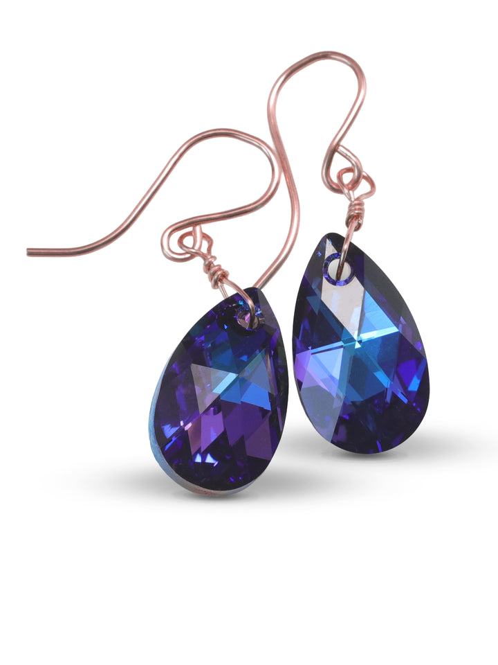 Spyglass Designs Earrings created with Crystals by Swarovski® Bermuda Blue Sapphire Crystals 14k Solid Gold or Sterling Silver Dangle