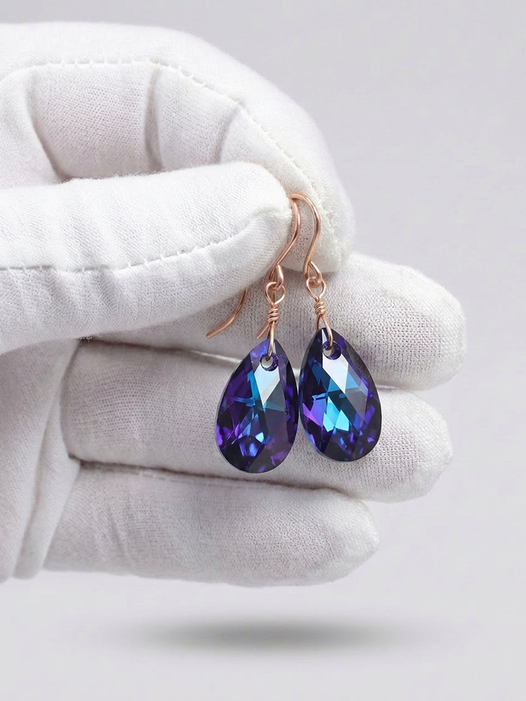 Spyglass Designs Earrings created with Crystals by Swarovski® Bermuda Blue Sapphire Crystals 14k Solid Gold or Sterling Silver Dangle