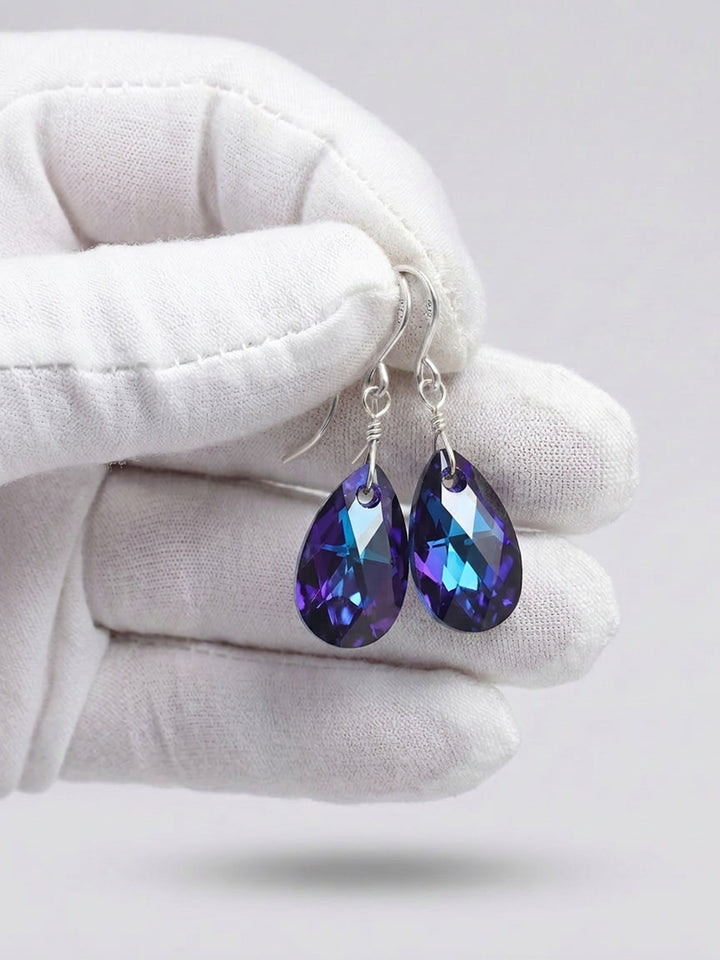 Spyglass Designs Earrings created with Crystals by Swarovski® Bermuda Blue Sapphire Crystals 14k Solid Gold or Sterling Silver Dangle