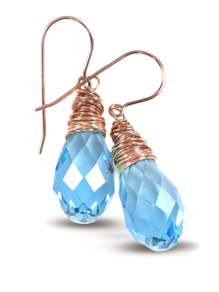 Spyglass Designs Earrings created with Crystals by Swarovski® Aqua Blue Crystals 14k Solid Gold or Sterling Silver Dangles