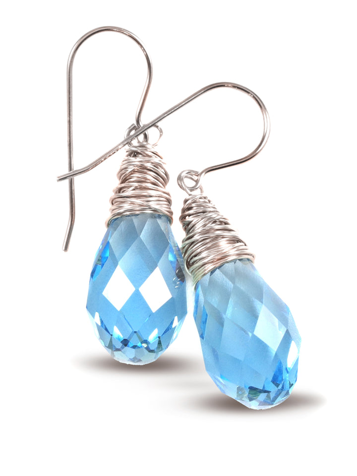 Spyglass Designs Earrings created with Crystals by Swarovski® Aqua Blue Crystals 14k Solid Gold or Sterling Silver Dangles