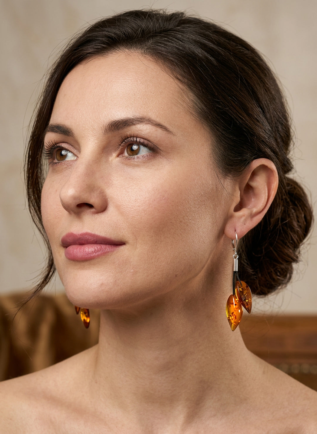 Amber Honey Smooth Double Teardrop Earrings – Sterling Silver