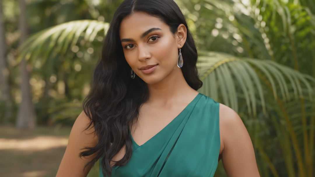 Crystal Clear Quartz Earrings Long Smooth Teardrop Drops 14k Solid Gold or Filled or Sterling Silver Pear Shape Puffed Drops Classic