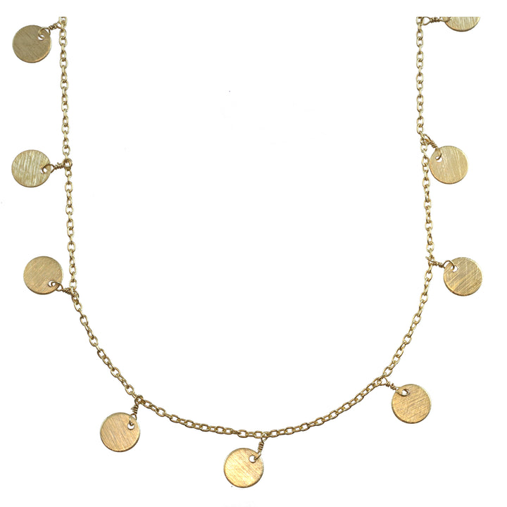 Little Blank Coins Charm Necklace Long 36 Inch Hanging Single or Double Up Dainty Everyday Design