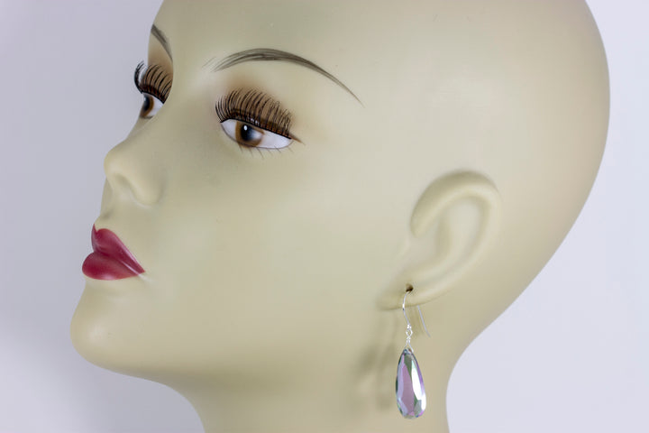 Purple Green Simulated Mystic Topaz Earrings Facet Large Long Dangle 14k Gold or Filled or Sterling Silver Classic Simple Clean Drops