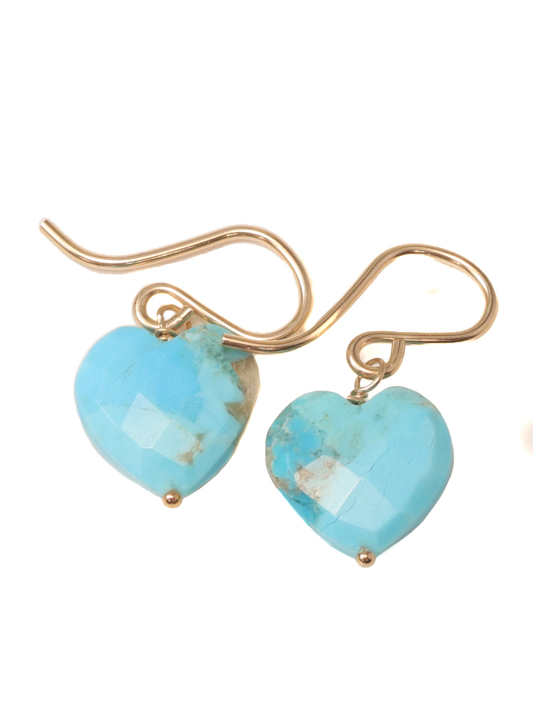 Blue Turquoise Earrings Heart Shape Sterling Silver or 14k Solid Yellow Gold or Filled 12mm  Simple Drops Spyglass Designs Everyday Drops