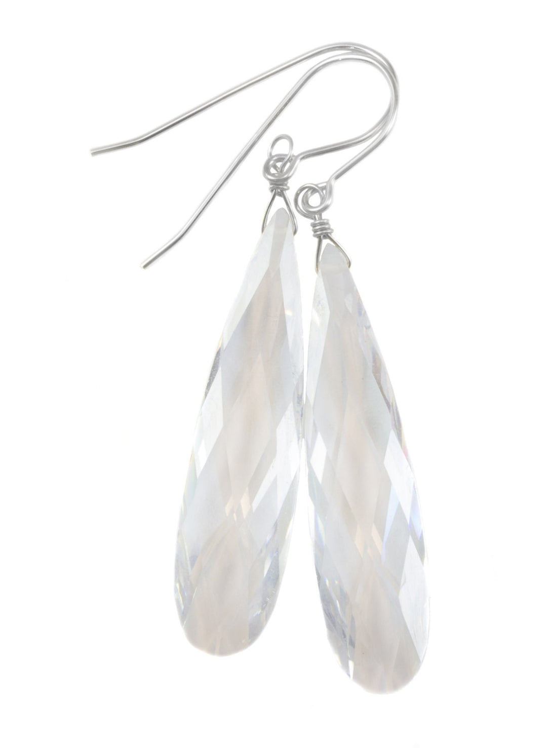 Clear Cubic Zirconia Earrings Simulated Diamond Long Large Teardrop AAA CZ Sterling Silver or 14k Solid Gold or Filled Faceted Drops 2 Inch