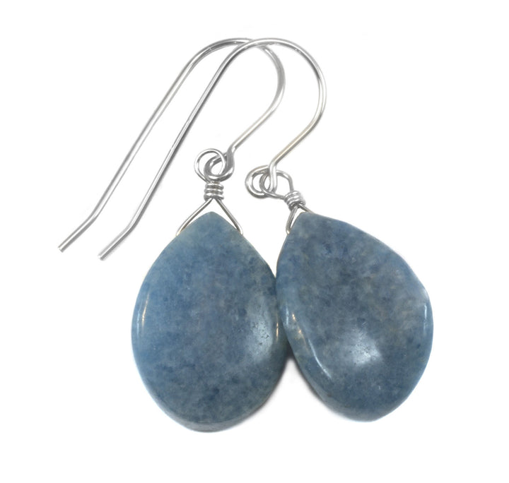 Lapis Earrings Lazuli Natural Denim Drop Sterling Silver or 14k Solid Gold or Filled Light Blue Curved Teardrop Petal Shaped Drops