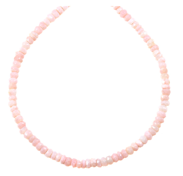 Pink Opal Necklace Peruvian Opals 20 Inches natural faceted soft color solid strand 5mm stones Sterling Silver or 14k gold filled Simple