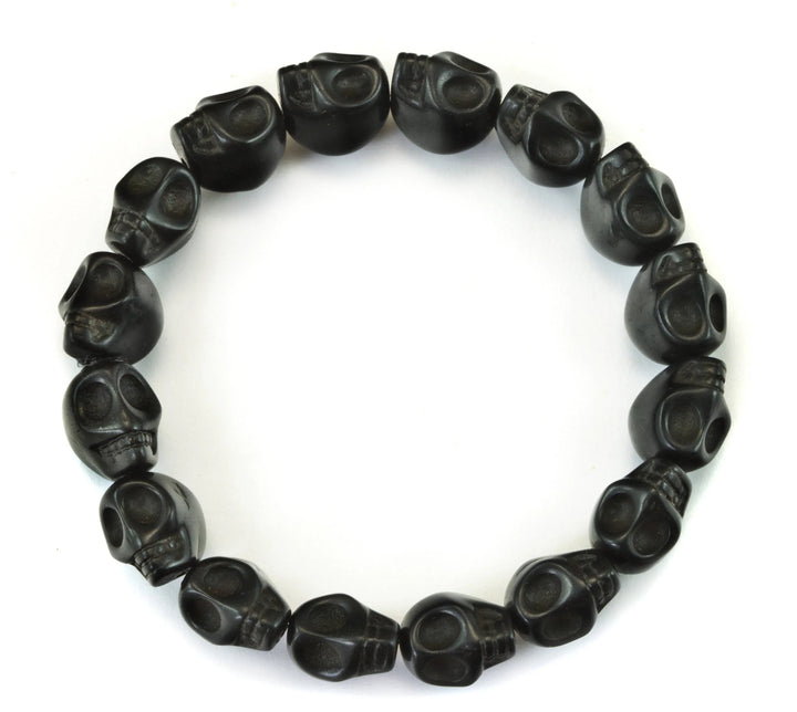 Skull Bracelet White Black Turquoise Blue Howlite Stone Skulls 7 8 Inch Man Men&