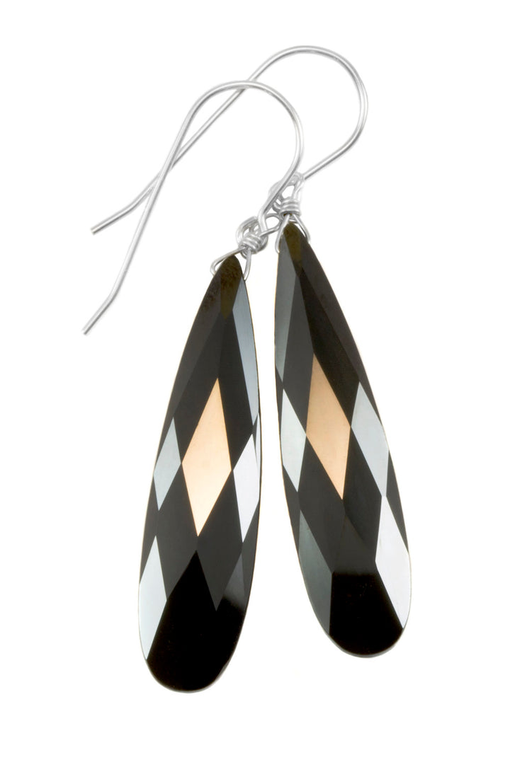 Cubic Zirconia Earrings Simulated Black Diamond Long Large Teardrop AAA CZ 14k Solid Gold or Filled or Sterling Silver Simple 2 Inch Drops