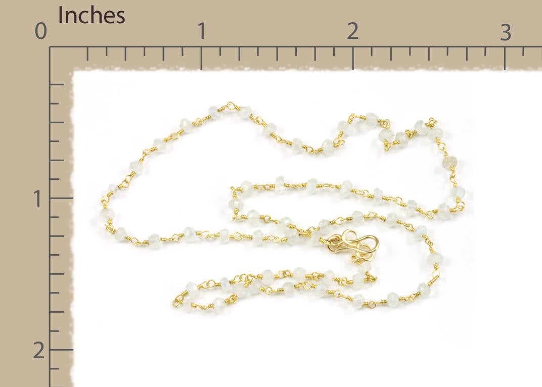 Moonstone Necklace Rainbow Blue White  14k Gold Filled or Sterling Silver Chain Link Faceted  18 19 Inches Simple Dainty Everyday