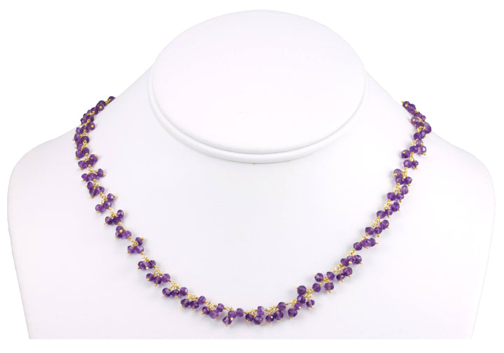 Purple Amethyst Necklace Faceted Spaced Link Beaded 14k Gold Fill 18 19 Inches Cluster Style Simple Natural Everyday Wear Spyglass