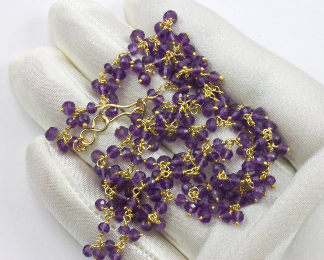 Purple Amethyst Necklace Faceted Spaced Link Beaded 14k Gold Fill 18 19 Inches Cluster Style Simple Natural Everyday Wear Spyglass