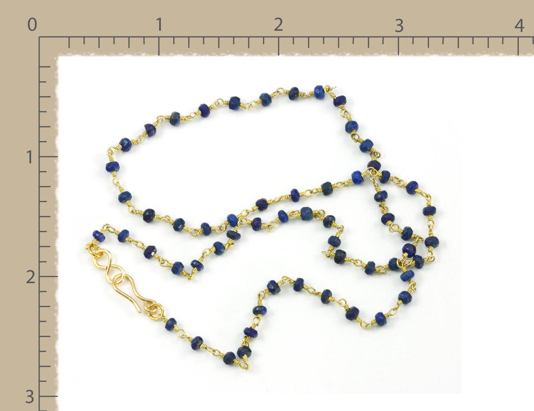 Lapis Lazuli Blue Necklace Natural Faceted Spaced Link  Beaded 14k Gold Fill or Sterling Silver 18 19 Inches Simple Everyday Small Dainty