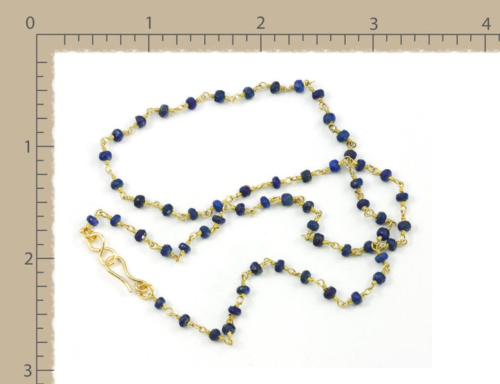 Lapis Lazuli Blue Necklace Natural Faceted Spaced Link  Beaded 14k Gold Fill or Sterling Silver 18 19 Inches Simple Everyday Small Dainty