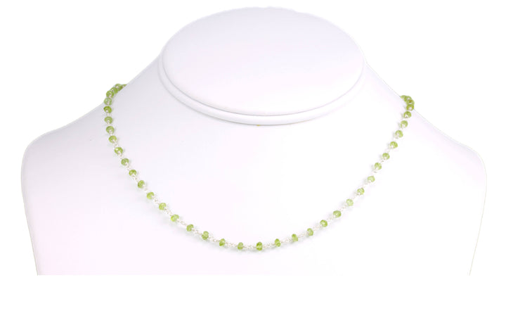 Green Peridot Necklace Natural Faceted Spaced  Beaded 14k Gold Fill or Sterling Silver 18 19 Inch Soft Green Dainty Daily Lightweight Beaded