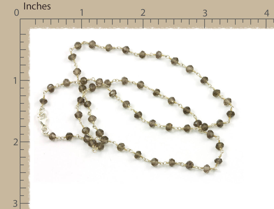 Smoky Quartz Necklace Spaced Link Smokey Beaded 14k Gold Fill or Sterling Silver 18 19 Inches Smokey Faceted Quartz Chain Spyglass Designs