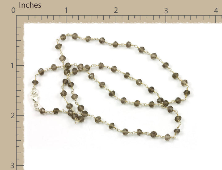 Smoky Quartz Necklace Spaced Link Smokey Beaded 14k Gold Fill or Sterling Silver 18 19 Inches Smokey Faceted Quartz Chain Spyglass Designs