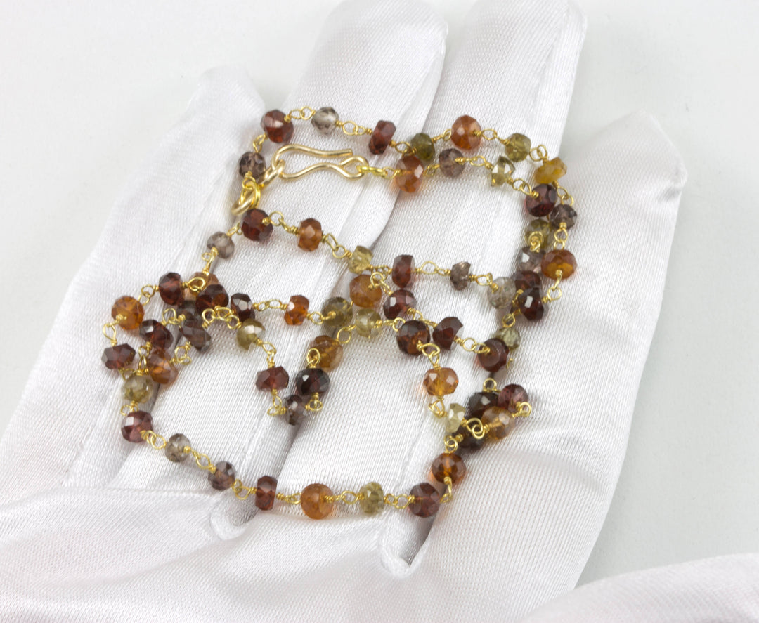 Sapphire Necklace Natural Tundra Spaced Chain Link Beaded 14k Gold fill 18 19 Inches Multiple Colors Quality Simple Dainty 5mm stones