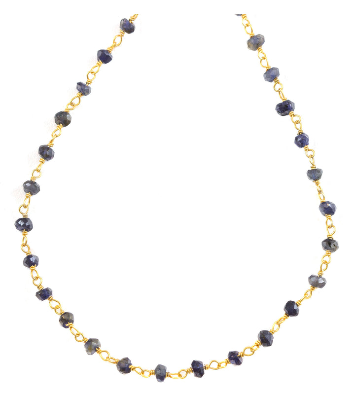 Iolite Necklace Sterling Silver or 14k gold filled Beaded Blue Grey Natural Faceted Stones Chain Link Dainty 18 19 Inch Wear Earthy