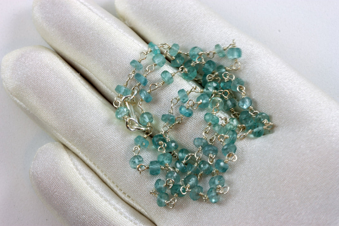 Blue Apatite Necklace 14k Gold filled 18 19 Inch Chain Faceted Natural Earthy Gemstones 3.5mm Soft Pale Blue Dainty Small