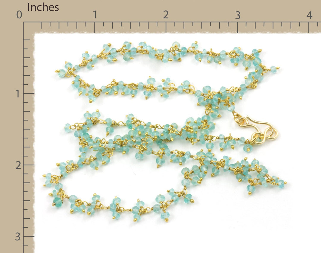 Blue Apatite Necklace 14k Gold filled 18 19 Inch Chain Faceted Natural Earthy Gemstones 3mm Blue Dainty Small Cluster Dangle Style