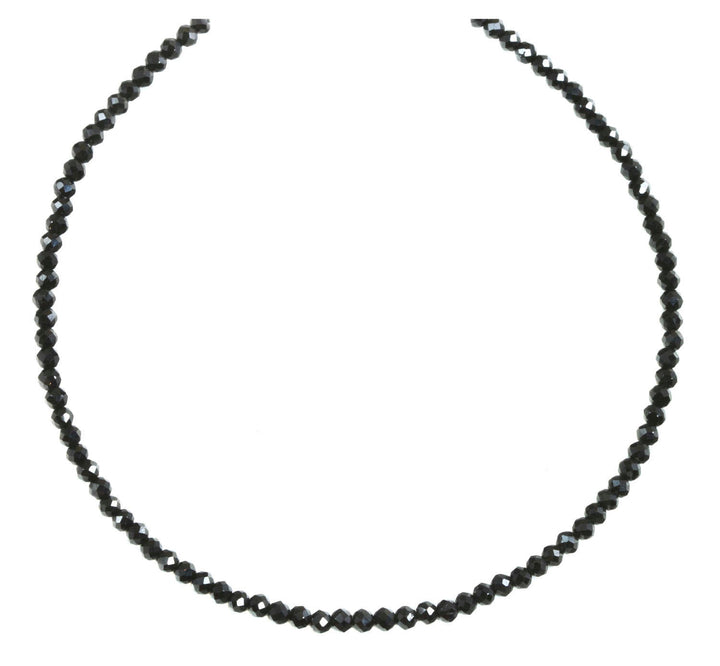 Black Spinel Necklace Sterling Silver or 14k Gold Filled  3mm 18 19 Inch Faceted AAA Solid Beaded Strand Natural Faceted Classic Simple