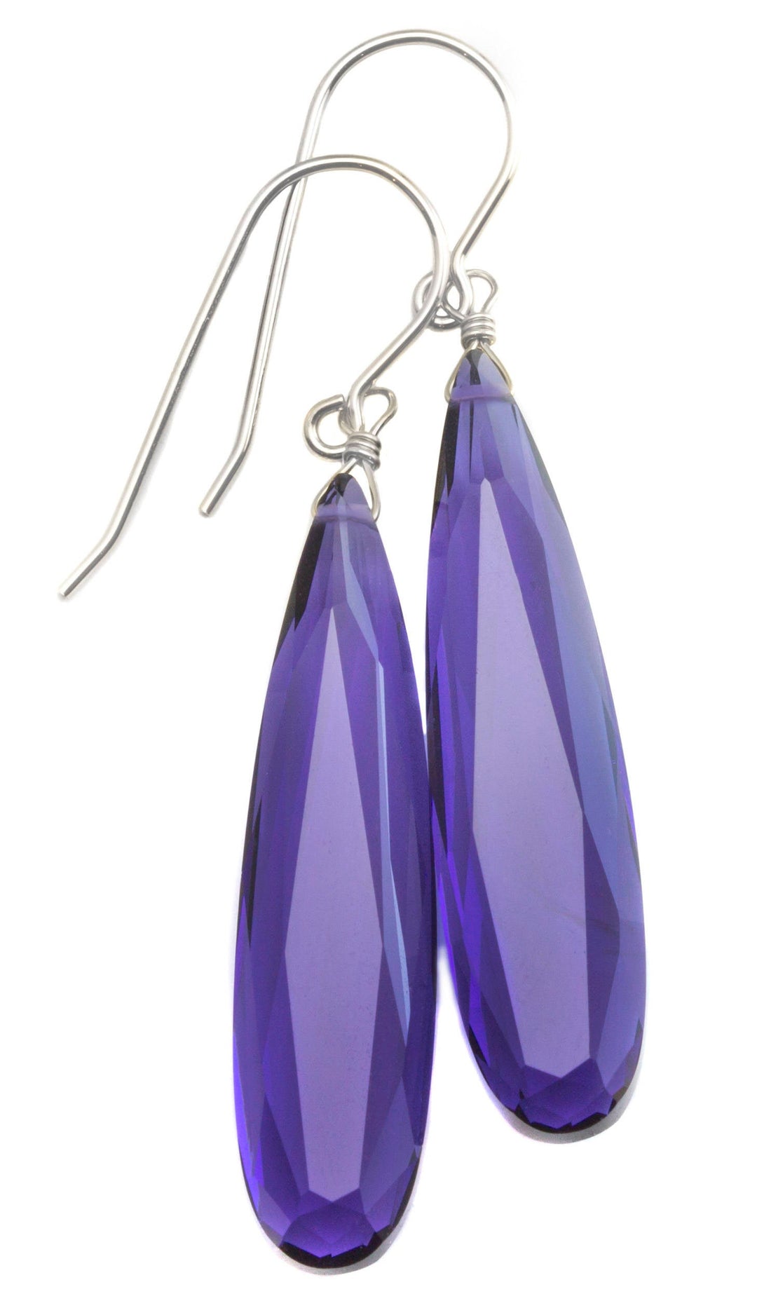 Lavender Blue simulated Tanzanite Earrings Faceted Large Long Dangle 14k Gold or Filled or Sterling Silver Classic Simple Clean 2 Inch Drops