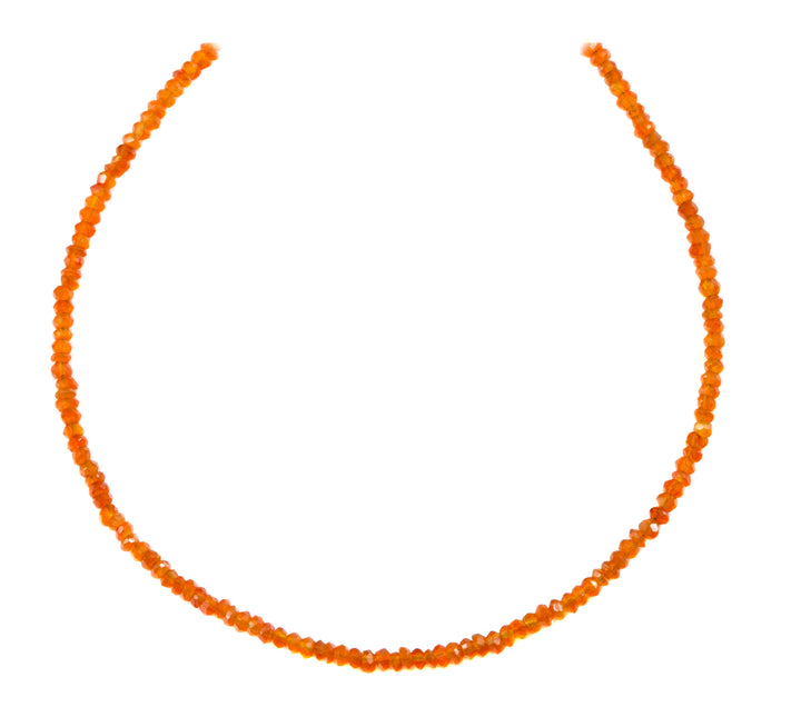 Carnelian Necklace Faceted  Solid Strand Sterling Silver or 14k Gold Filled Dainty and Small  18 19 Inches Rich Earthy Orange