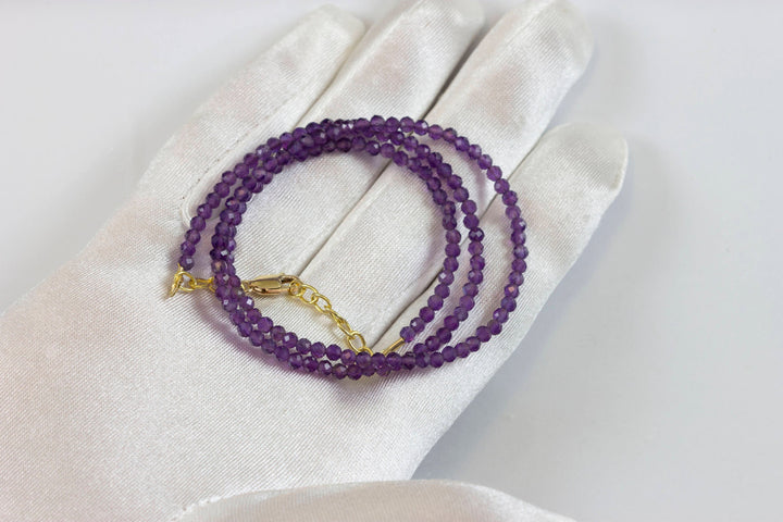 Purple Amethyst Necklace Faceted Solid Sterling Silver or 14k Gold Filled Necklace 18 19 Inches Dainty Simple Natural Everyday Wear Spyglass