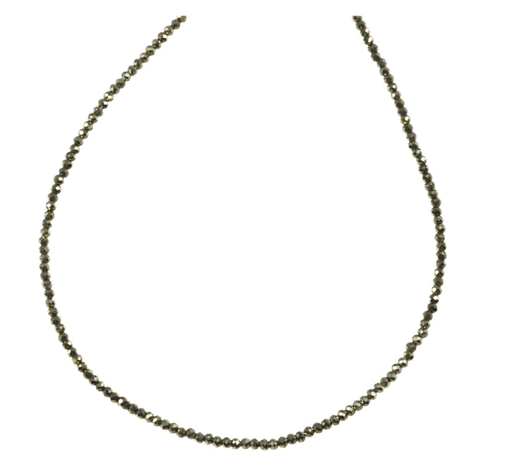 Pyrite Necklace 14k Gold Filled Solid Strand Faceted Small Tiny Dainty Stones 18 19 Inches Simple Design Natural Golden Bronze Vintage Look