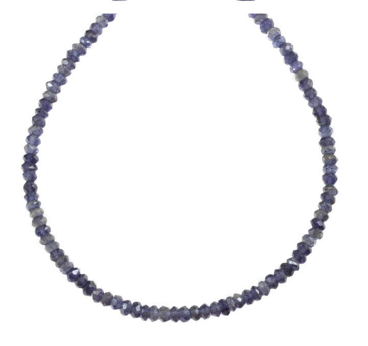 Blue Iolite Necklace 14k Gold filled or sterling silver 18 19 Inch Chain Faceted  Natural Earthy Gemstones Solid Strand 4mm Blue Gray