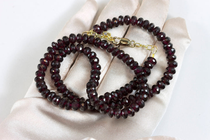 Natural Red Garnet Necklace 14 Gold Filled  or Sterling Silver Solid Strand Faceted 20 Inch  AAA Deep Rich Red in Color 6mm Statement Piece