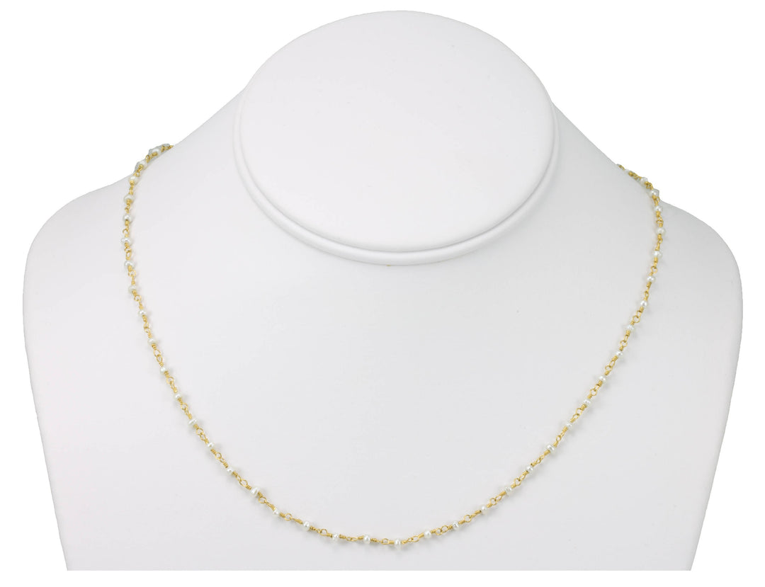 Small Pearl Necklace Freshwater Cultured  14k Gold Fill or Sterling Silver Chain Link Dainty White Pearls Everyday Feminine Wear