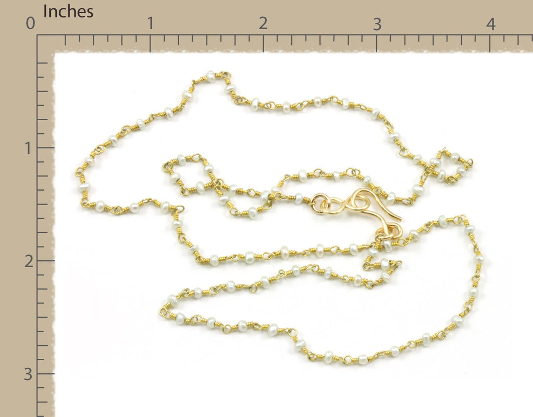 White Seed Pearl Necklace Sterling Silver or 14k Gold Fill Teeny Tiny 2mm Freshwater Cultured Pearls  Chain Link 18 19 Inches Everyday Wear