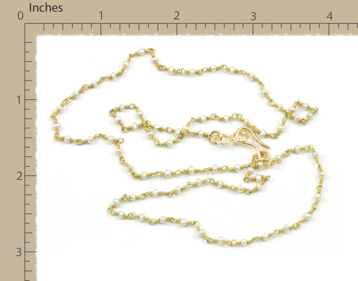 White Seed Pearl Necklace Sterling Silver or 14k Gold Fill Teeny Tiny 2mm Freshwater Cultured Pearls  Chain Link 18 19 Inches Everyday Wear