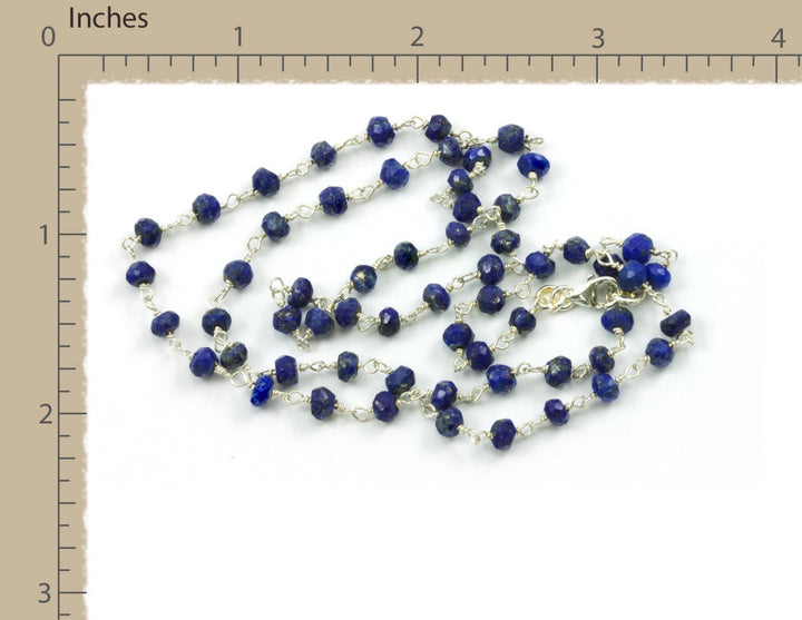 Lapis Lazuli Blue Necklace Natural Faceted Spaced Link  Beaded 14k Gold Fill or Sterling Silver 18 19 Inches Simple Everyday Small Dainty