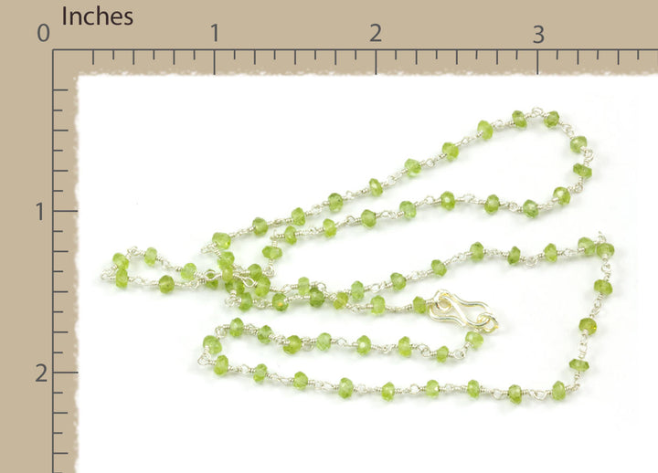 Green Peridot Necklace Natural Faceted Spaced  Beaded 14k Gold Fill or Sterling Silver 18 19 Inch Soft Green Dainty Daily Lightweight Beaded