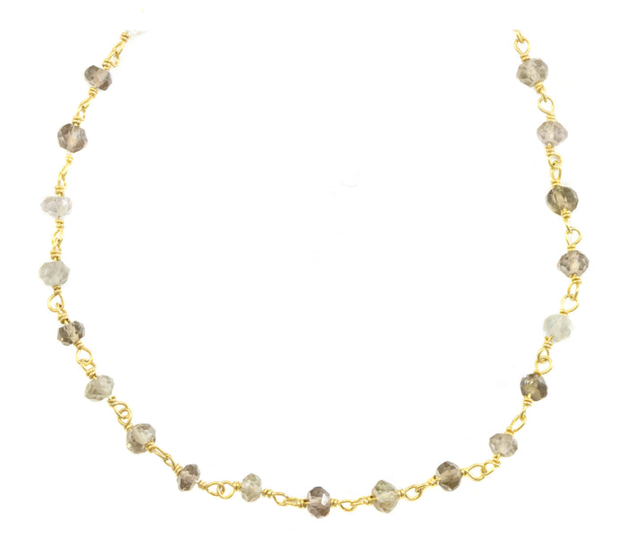 Smoky Quartz Necklace Spaced Link Smokey Beaded 14k Gold Fill or Sterling Silver 18 19 Inches Smokey Faceted Quartz Chain Spyglass Designs