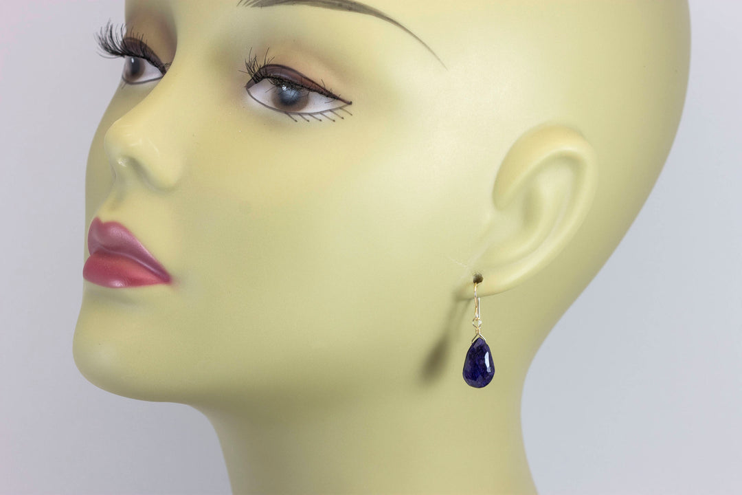 Labradorite Earrings Sterling Silver or 14k Gold or Filled  faceted Teardrop AAA Blue Flash Pear Shape Natural Dark Blue Simple Dainty Drops