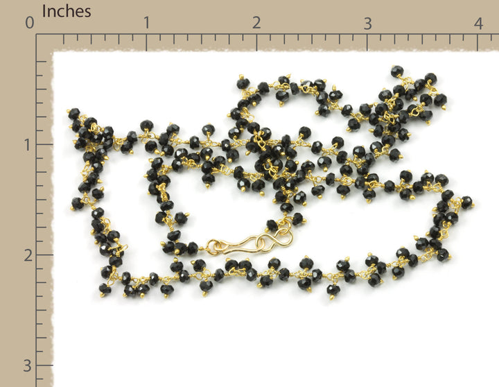 Black Spinel Necklace Faceted Spaced Link Cluster Beaded Sterling Silver or 14k Gold Fill 18 19 Inches  Clusters Natural Classic Design