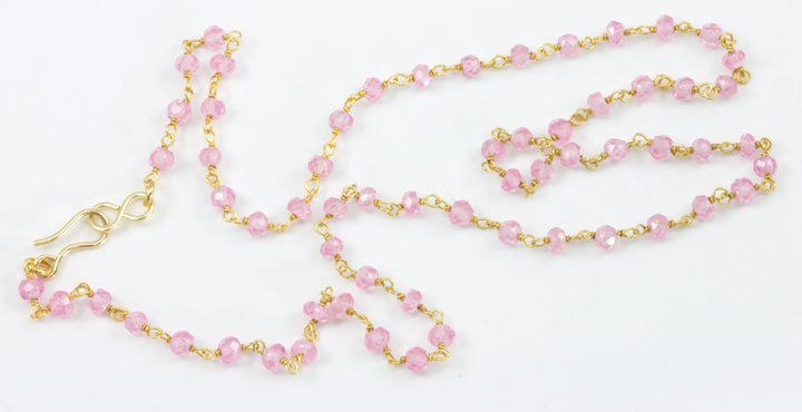 CZ Necklace 14k Gold Filled Chain Link Faceted 18 19 Inches Multicolors Pink or Lavender Multi Colors Cubic Zirconia - Spyglass Designs