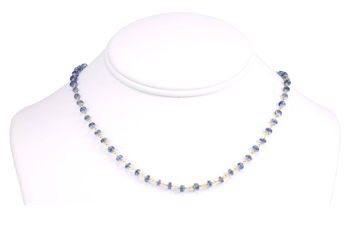 Kyanite Necklace 14k Gold filled 18 19 Inch Chain Faceted Natural Earthy Gemstones 4mm Blue Dainty Small