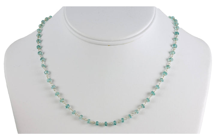 Blue Apatite Necklace 14k Gold filled 18 19 Inch Chain Faceted Natural Earthy Gemstones 3.5mm Soft Pale Blue Dainty Small