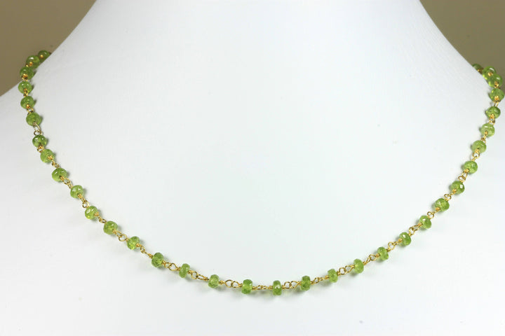 Green Vesuvianite Necklace 14k Gold filled 18 19 Inch Chain Faceted Natural Earthy Gemstones 3.5mm Dainty Small
