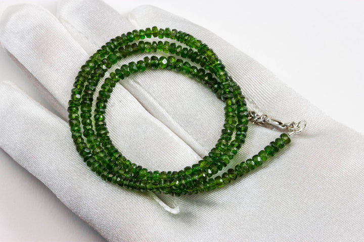 Green Chrome Diopside Necklace Natural Solid Strand 14k Gold Filled or Sterling Silver 18 19 Inch  Faceted Beaded Dainty Simple