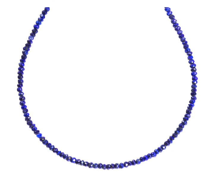 Lapis Lazuli Blue Necklace Natural 14k Gold Filled or Sterling Silver 18 19 Inches Simple Everyday Wear Faceted Cut Simple Solid Strand