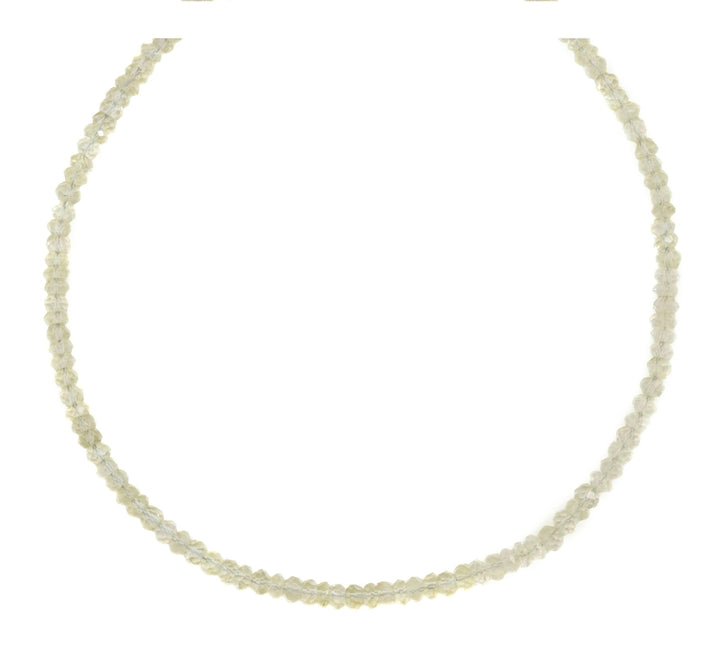 Natural Champagne Pale Lemon Yellow Quartz  Necklace Beaded Sterling Silver 14k Gold Filled Solid Strand Faceted 18 19 Inch  AAA soft color