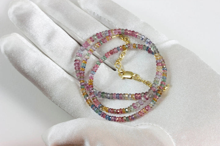 Mystic Quartz Necklace Beaded 14k Gold Filled Solid Strand Faceted 18 19 Inch AAA Purple Blue Lavender Iridescent colors 3mm size - Spyglass Designs